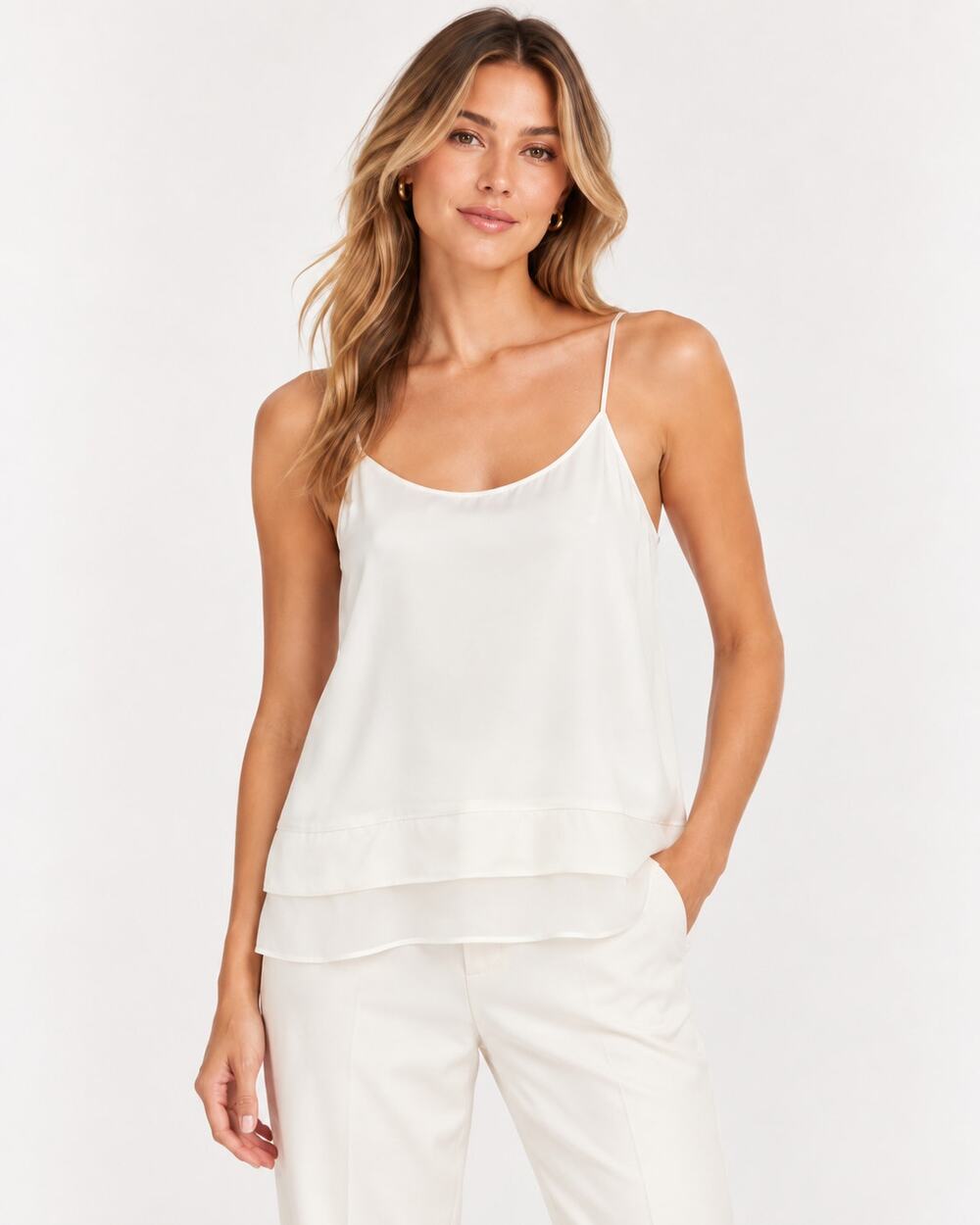 Nouvelle Silk95Five Ivory Silk Camisole Tank Top Size Small